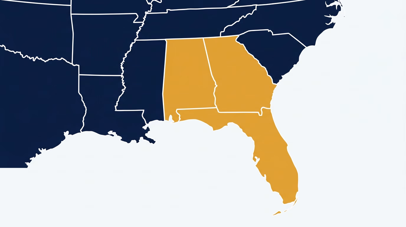 CKR Solar - Solar Design & Installation - Map FL GA AL